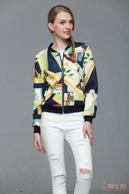【廠家直銷2016秋冬爆款歐美印花棒球服外套女裝批發(fā)Y12】常熟市服裝城悅衣服飾商行 - 產(chǎn)品庫