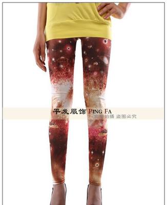 【批發 歐美原單外貿 紅色星空印花打底褲九分褲】價格_廠家_圖片 -